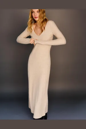 Bershka Vestido Maxi Escote Pico Soft Touch Mujer Xs