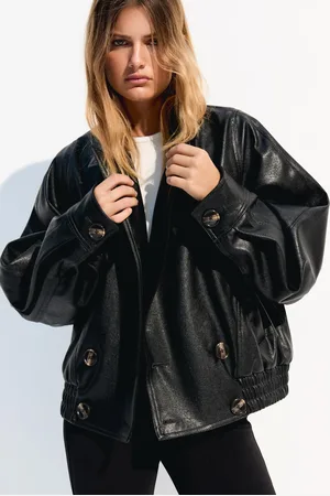 Bershka Cazadora Efecto Piel Cruzada Mujer L