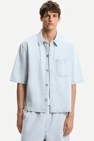 Bershka Camisa Manga Corta Denim Hombre S