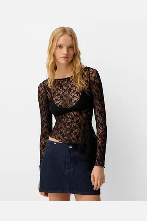Bershka Camiseta Manga Larga Blonda Mujer L