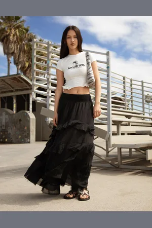 Bershka Falda Maxi Volantes Mujer S