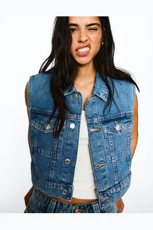 Bershka Chaleco Denim Cropped Mujer L