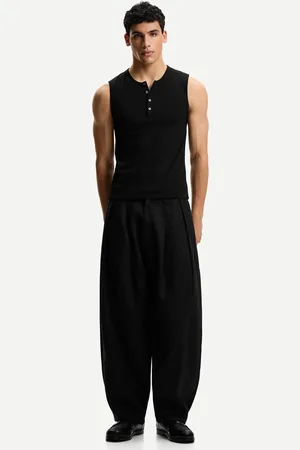 Bershka Pantalón Balloon Tailoring Pinzas Lino Hombre 38