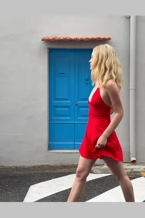 Bershka Vestido Mini Bordado Mujer M