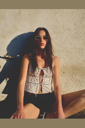 Bershka Top Entredos Lazos Print Mujer S