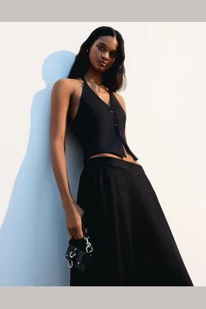 Bershka Chaleco Botones Con Lino Mujer L