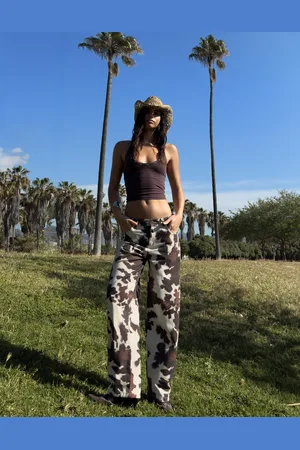 Bershka Pantalón Barrel Animal Print Mujer 32