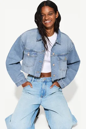 Bershka Cazadora Denim Cropped Mujer Xs