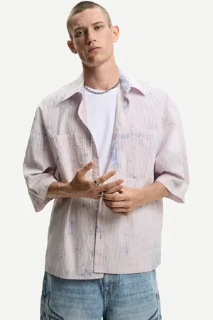 Bershka Camisa Manga Corta Oversize Lejiada Rayas Hombre S