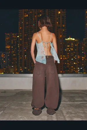 Bershka Jeans Baggy Barrel Mujer 32