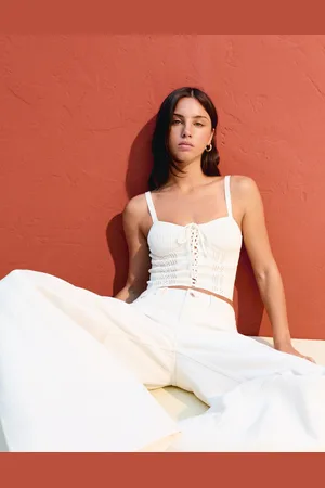 Bershka Top Corsé Puntilla Mujer L