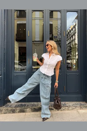 Bershka Jeans Balloon Rayas Mujer 38
