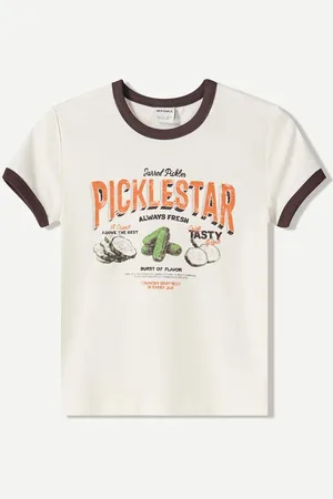 Bershka Camiseta Manga Corta Rib Print Mujer M