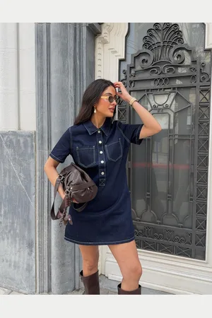 Bershka Vestido Denim Camisero Mujer L