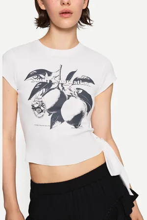 Bershka Camiseta Manga Corta Nudo Print Mujer L