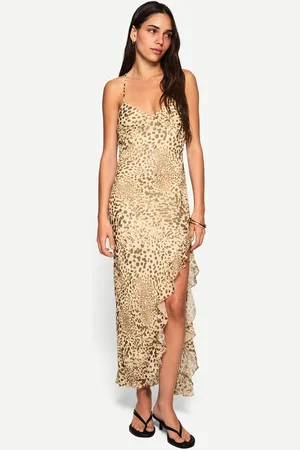 Bershka Vestido Midi Animal Print Mujer Xs