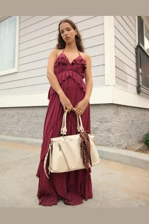 Bershka Vestido Maxi Textura Volantes Mujer S