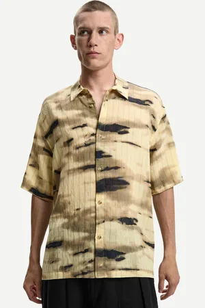 Bershka Camisa Manga Corta Textura Print Hombre M