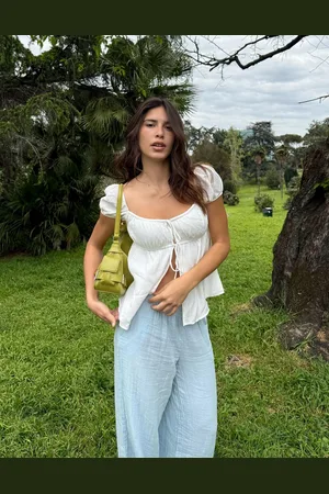 Bershka Top Textura Estampado Lazos Mujer L