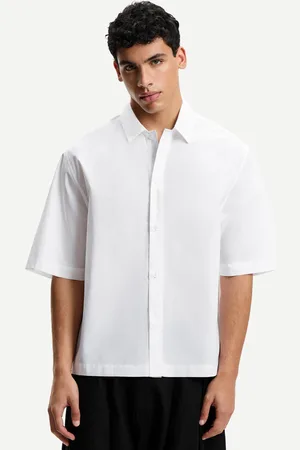 Bershka Camisa Manga Corta Boxy Popelin Hombre L