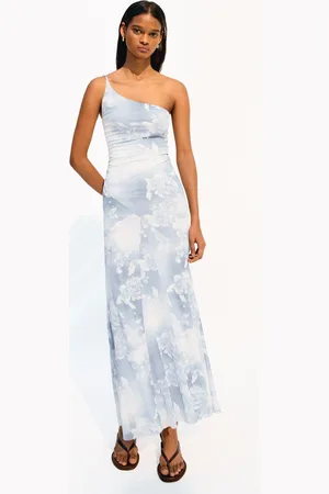 Bershka Vestido Maxi Tul Asimétrico Estampado Mujer L