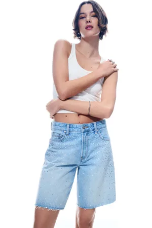 Bershka Bermuda Denim Brillo Mujer 36