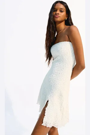 Bershka Vestido Mini Bandeau Encaje Mujer Xs