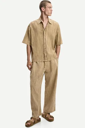 Bershka Pantalón Wide Leg Plisado Hombre L