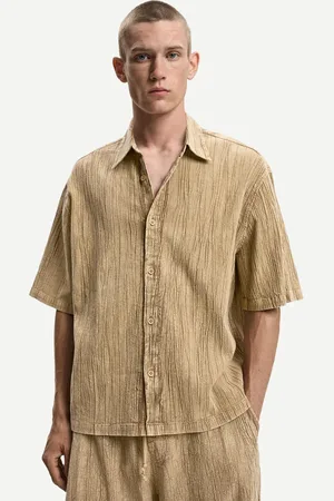 Bershka Camisa Manga Corta Boxy Plisada Hombre S