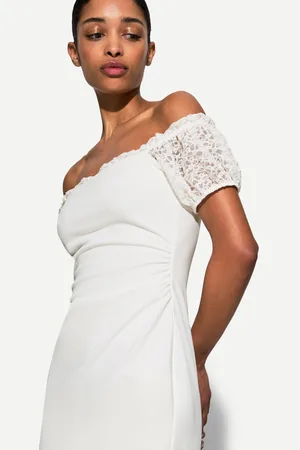 Bershka Vestido Midi Mangas Blonda Mujer Xl