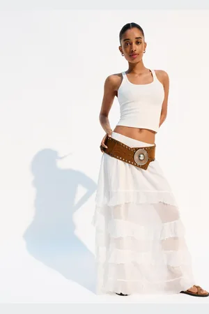 Bershka Falda Maxi Volantes Mujer S