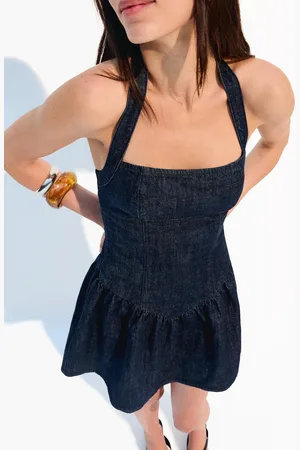 Bershka Vestido Denim Mini Globo Mujer L