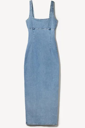 Bershka Vestido Denim Tirantes Largo Mujer Xs