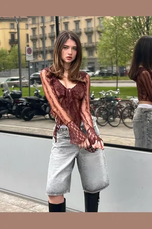 Bershka Camiseta Manga Larga Blonda Mujer M