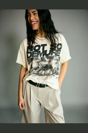 Bershka Camiseta Manga Corta Oversize Print Mujer Xs