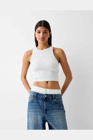 Bershka Camiseta Sin Mangas Rib Mujer S