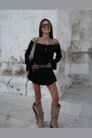 Bershka Vestido Manga Larga Mini Boho Mujer L