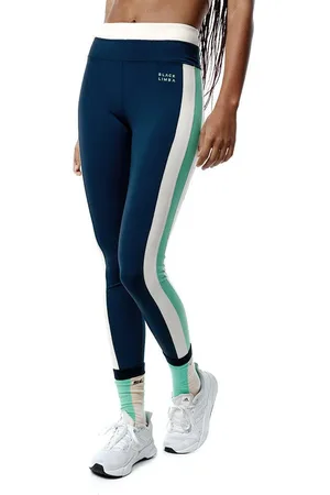 Black Limba Legging deportivo SynergyFit - Tricolor Cream, Ocean blue & Sage - XS