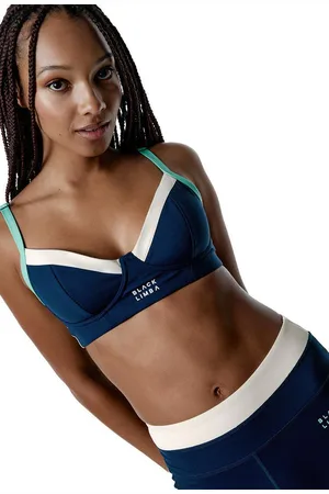 Black Limba Top deportivo sujeción alta Duality - Tricolor Cream, Ocean blue & Sage - XS