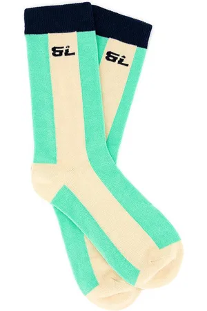 Black Limba Calcetines largos Row - Striped Green & Blue - TU