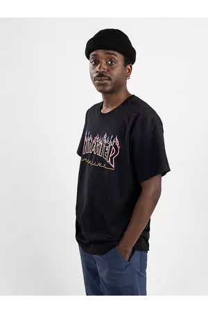 Thrasher Double Flame Neon Camiseta negro