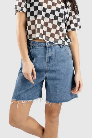 Blue Tomato Pleated Denim Pantalones Cortos azul