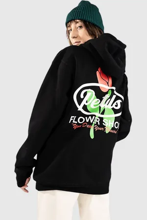 Petals and Peacocks Flower Shop Sudadera con Capucha negro