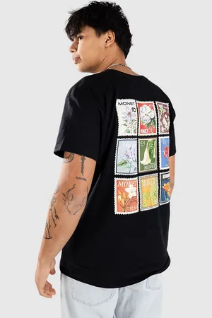 Monet Floral Stamps Camiseta negro