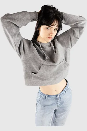 Ninth Hall Boxy Crop Reverse Terry Sudadera con Capucha gris