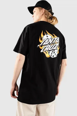 Santa Cruz Flaming Dice Dot Chest Camiseta negro