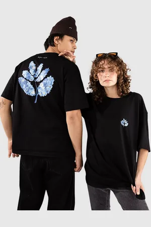 blue flowers Magenta X Camiseta negro