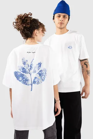 blue flowers Magenta X Camiseta blanco