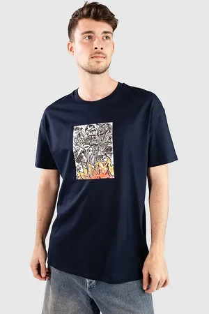 Poetic Collective Burning Skull Camiseta azul