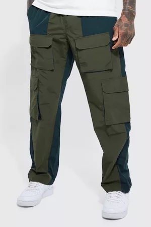 Boohoo Mujer Cargo - Elastic Relaxed Contrast Gusset Cargo Trouser, Verde